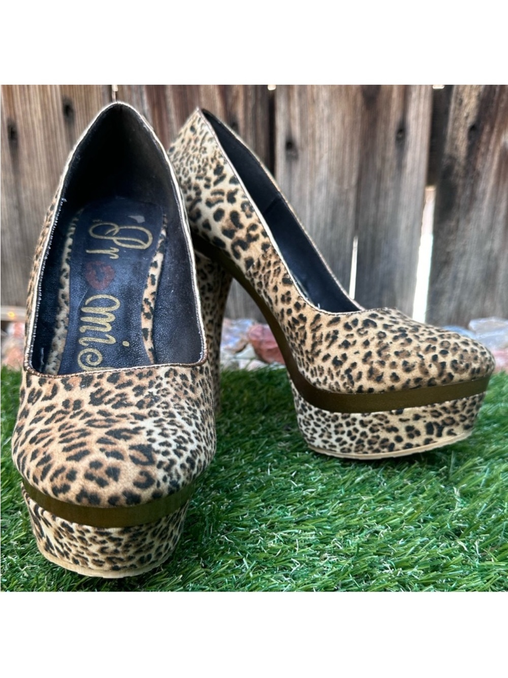 Promise Leopard-Print Platform Pumps in Tan and Black - Picture 3 of 6